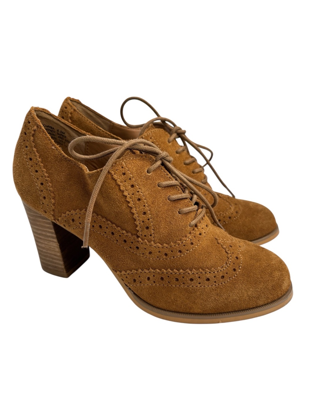 Steve Madden Omyra Women's Shoe 6.5 Brown Suede Oxford Block Heel Lace Up Bootie